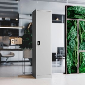 Biurowa szafa metalowa na akta ALEX, 450 x 1850 x 400 mm, szara