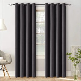 Zasłona OXFORD LIGHT 140x250 cm, czarna Zawieszanie: Taśma z wiązaniami