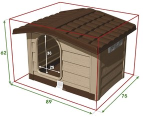 Domek dla psa Bungalow beżowy,  89 x 75 x 62 cm