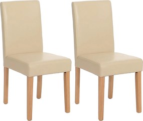 Zestaw 2 krzeseł do jadalni Littau ze sztucznej skóry,  imitacja skóry, kremowy, jasne nogi