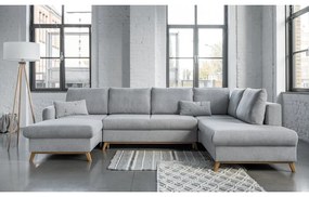 Jasnoszara rozkładana sofa w kształcie litery "U" Miuform Scandic Lagom, prawostronna