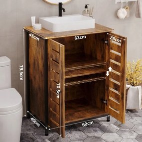 Szafka Pod Umywalkę Loft Rustykalna – Brązowa Stojąca 62 cm