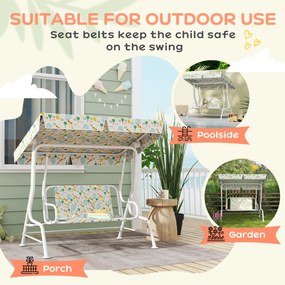 AIYAPLAY Huśtawka ogrodowa dla dzieci, rama stalowa, 2-osobowa, 60 kg nośności, Biała