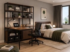 Zestaw biurowy HOME OFFICE z półkami, biały/szary