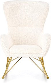 Nowoczesny fotel bujany na złotych płozach Liberto