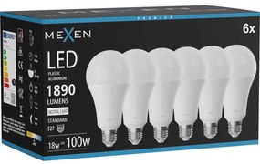 Mexen Nova 6x żarówka LED E27, A70, 18W, Neutralna - 4000K, 1890 lm - L100-E27-1840-01x06