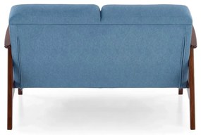 Sofa MILANO 2S niebieska/orzech dwuosobowa HALMAR