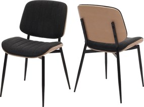 Krzesło do jadalni MCW-O44 (zestaw 2 sztuk),  naturalny, ciemnoszary