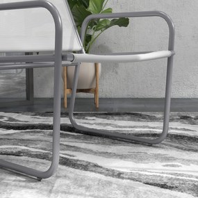 Outsunny Zestaw mebli ogrodowych 3-elementowy, 2 krzesła z oddychającą tkaniną, 1 okrągły stolik Ø60 cm, jasnoszary