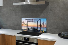 Szklany Panel Kolacja o Zachodzie Słońca nad Morzem