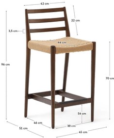 Brązowy/w naturalnym kolorze hoker z litego drewna dębowego (wysokość siedziska 70 cm) Analy – Kave Home