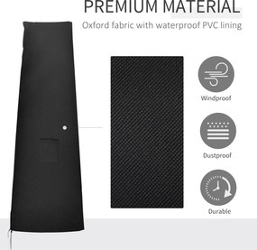 Outsunny Osłona na Parasole, Pokrowiec na Parasole, Odporny na Warunki Pogodowe, z Boczną Kieszenią, Czarny