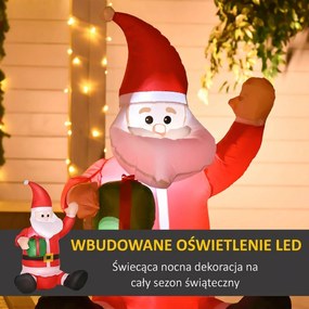 Homcom Dmuchana dekoracja świąteczna LED z prezentem, czerwony | Aosom PL