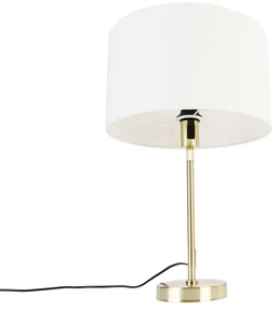 Lampa stołowa złota regulowana z białym kloszem 35 cm - ParteDesignerski Oswietlenie wewnetrzne