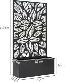 Outsunny Podwyższona skrzynia z panelem osłonowym, kratka do pnączy, metal, Czarny | Aosom PL