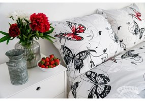 Stanex Pościel Bawełniana Motyl biały, 140 x 220 cm, 70 x 90 cm
