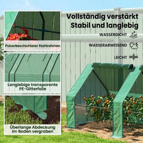 Outsunny Szklarnia z zamkiem błyskawicznym, mrozoodporna szklarnia foliowa ze stali 360 x 90 x 90 cm Zielona | Aosom PL