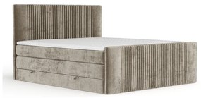 Jasnobrązowe łóżko kontynentalne ze schowkiem 200x200 cm Bergamo – Maison de Rêve