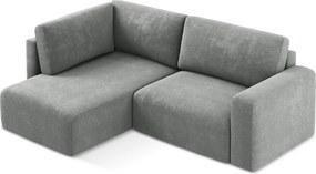 Szary rozkładany/ze schowkiem narożnik z tkaniny szenilowej (lewostronny/w kształcie litery L) Kona – Makamii