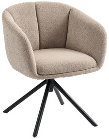 HOMCOM Fotel, Siedzisko z wygodnym siedziskiem, obrotowy, miękki pokrycie, do 120 kg, Jasnobrązowy