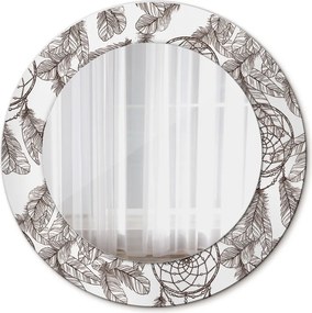 Lustro z nadrukiem dekoracyjne okrągłe Pióra dreamcatcher