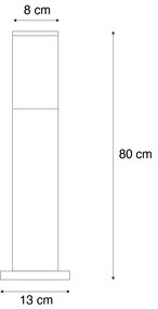 Zewnetrzna Nowoczesna lampa podłogowa zewnętrzna stalowa z nadrukiem drewna 45 cm IP44 - Malois Nowoczesny Oswietlenie zewnetrzne