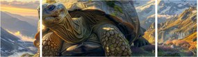 Obraz - Żółw i górski krajobraz (170x50 cm)