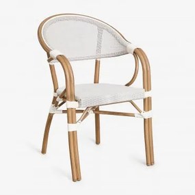 Krzesło Do Jadalni Brielle Bistro Stackable Aluminum Z Podłokietnikami Gardenia Biel - Sklum