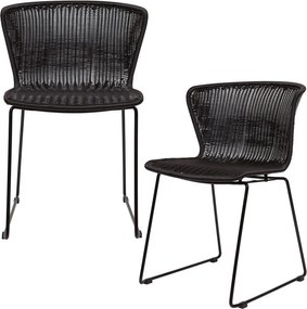 Czarne krzesła ogrodowe ze sztucznego rattanu zestaw 2 szt. Wings – WOOOD