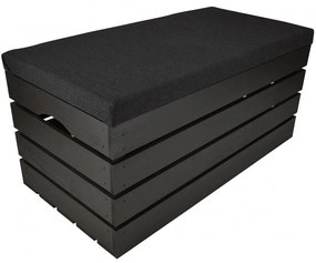Pufa kufer skrzynia drewniana sosnowa siedzisko 80cm malowana czarna