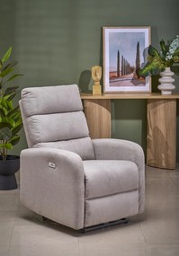 Fotel wypoczynkowy elektryczny rozkładany z masażerem beżowy CARINIO