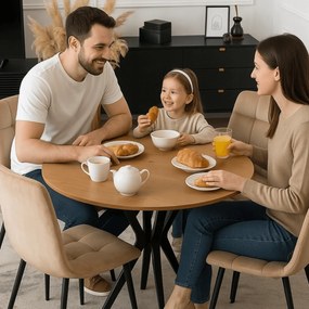 Stół Okrągły LAUREN 90 cm Dąb Złoty/Czarny Loft Nowoczesny