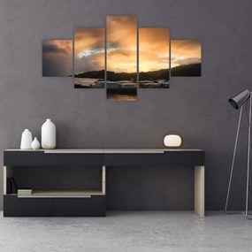 Obraz - plaża z pochmurnym niebem (125x70 cm)