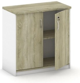 Szafka biurowa MIRELLI, 800 x 400 x 800 mm, biały/dąb sonoma