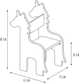 Krzesło dla dziewczynki Unicorn w kształcie jednorożca