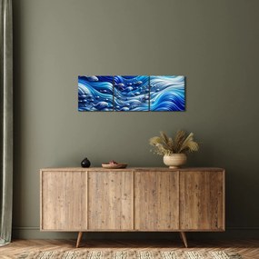 Obraz – Ryby w falach (z zegarem) (90x30 cm)