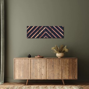Obraz drewnianego motywu na czarnym tle (z zegarem) (90x30 cm)