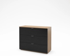 Czarno-naturalna komoda w dekorze dębu 100x80x40 cm Dennis – Marckeric