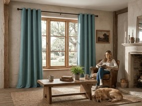 Zasłona zaciemniająca DREAM VELVET 140x270 cm, niebieskozielona Zawieszanie: Taśma z wiązaniami