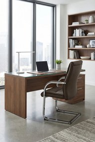 Brązowe tapicerowane nowoczesne krzesło biurowe K7-C94