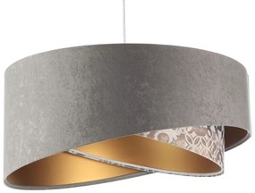 Szara welurowa lampa wisząca glamour K5-W05
