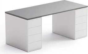 Biurko z przestrzenią do przechowywania BLOCK B03, 180x80 cm, biały/grafit