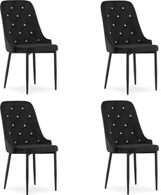Krzesło Valora REMI Velvet czarne z metalowymi nogami x4