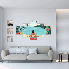Obraz - Joginka na plaży (125x70 cm)