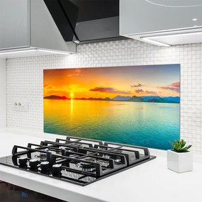 Szkło do Kuchni na Ścianę Blask Słońca na Morskiej Tafli