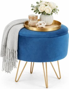 Okrągła pufa z otwieranym pojemnikiem niebieska P6-B09