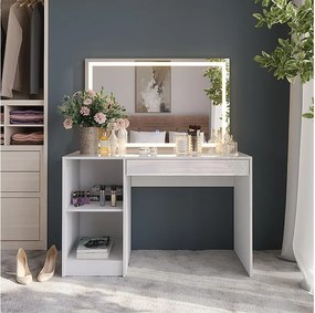 Stół toaletowy biały/biały wysoki połysk 119.8x50.1x76 sherry