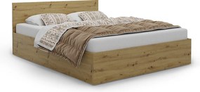 Łóżko drewniane z materacem AVI 140x200cm w kolorze dąb artisan