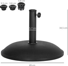 Outsunny Podstawa do Parasola 20kg Stabilny Stojak Metalowy Odporny na Warunki Pogodowe Czarny | Aosom PL