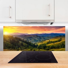 Szkło Ozdobne do Kuchni Sielska Łąka w Zachodzącym Słońcu